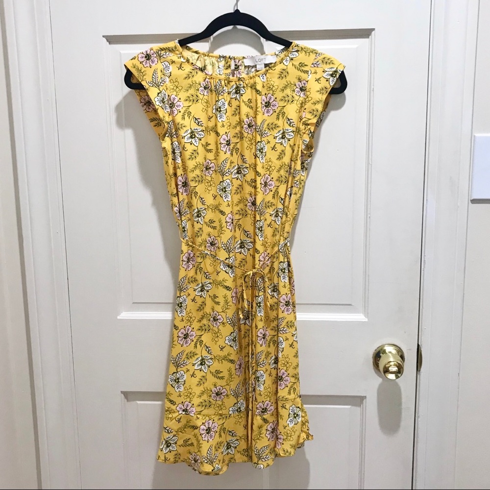 LOFT Garden Tie Waist Flounce Dress - Picture 5 of 8